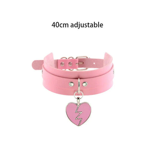 Pink Broken Heart Choker