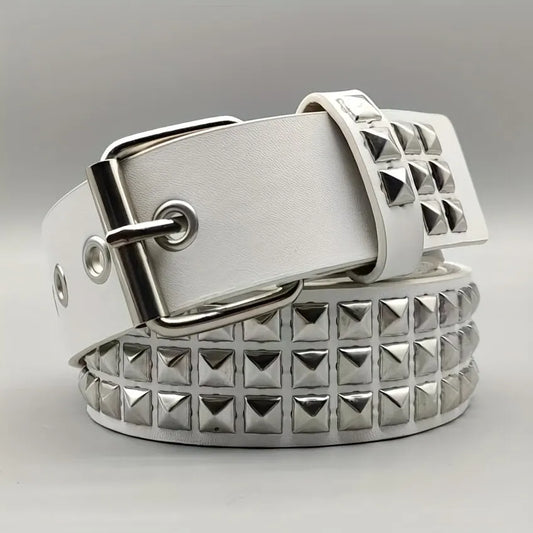 white studded belt