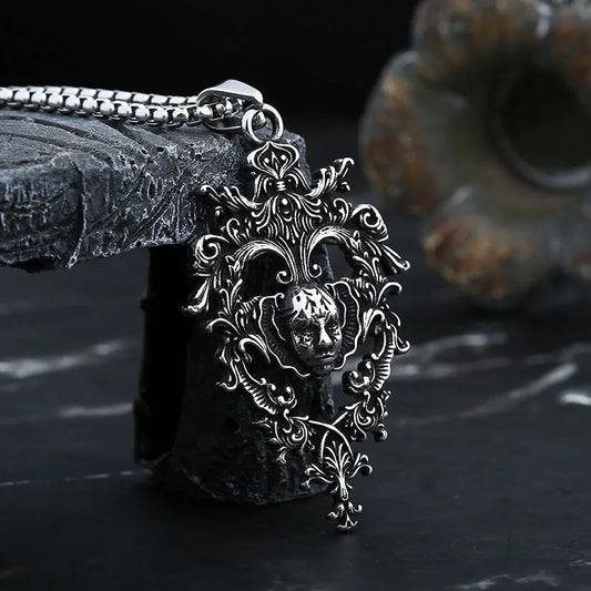 Vintage patterned Skull Face Necklace